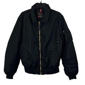 Alpha Industries B-15 Slim Fit Flying Bomber Jacket Mens XL Black - Read